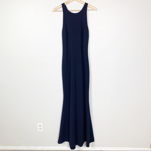 BHLDN Classy Navy Maxi Dress Criss Cross Straps 10 - Picture 3 of 14